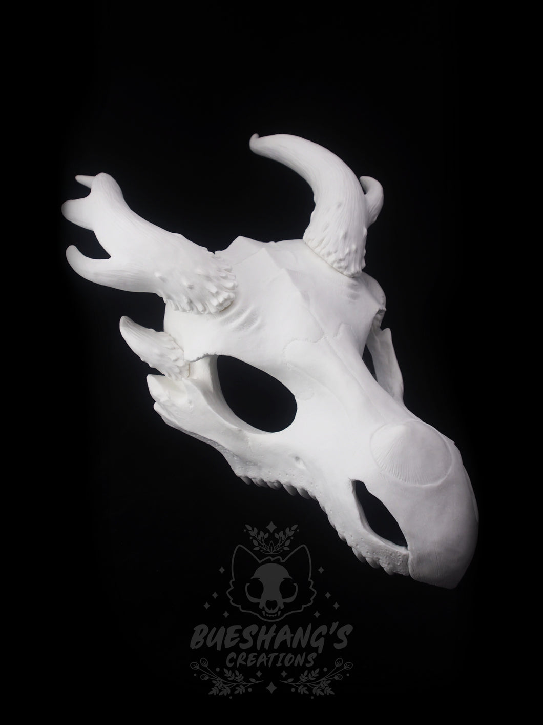 Dragon Skull Mask - Half - Antler Horns