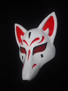 AVAILABLE NOW - Kitsune Fox Mask (Black & Red)